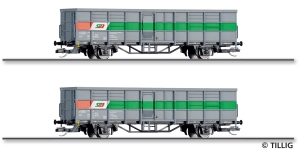 Tillig 01110 - TT - 2-tlg. Set Offene Güterwagens, Steiermärkischen Landesbahnen, Ep. V